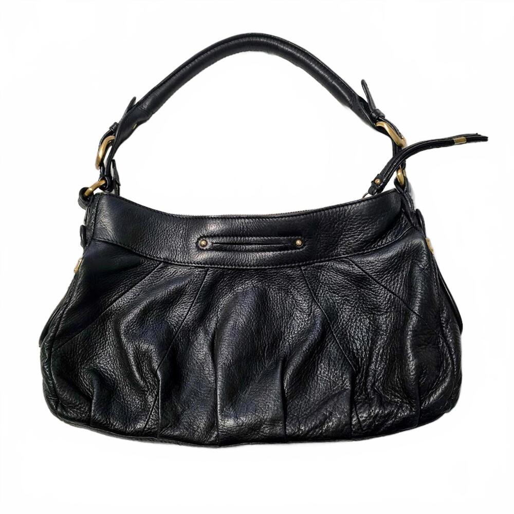 B. Makowsky Black Leather Shoulder Bag